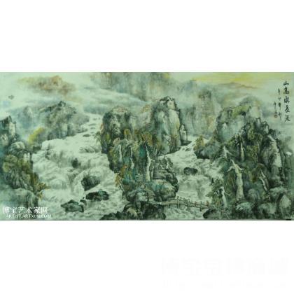 山高水长流 山水画 廖杰作品 类别: 国画山水作品